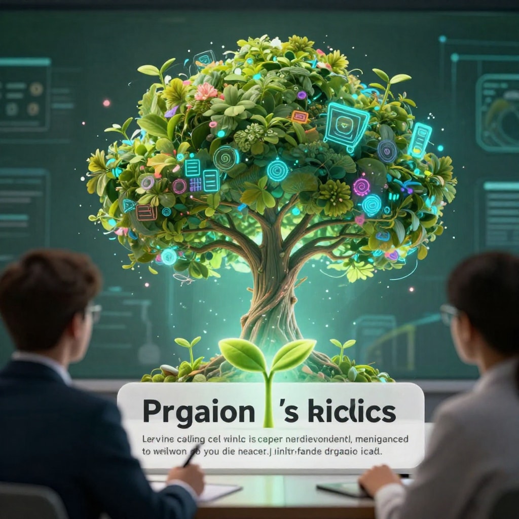 A dynamic, cinematic shot of a glowing digital seed sprouting into a vibrant, fantastical tree, symbolizing an idea transforming into a creation, professional photo, high detail.