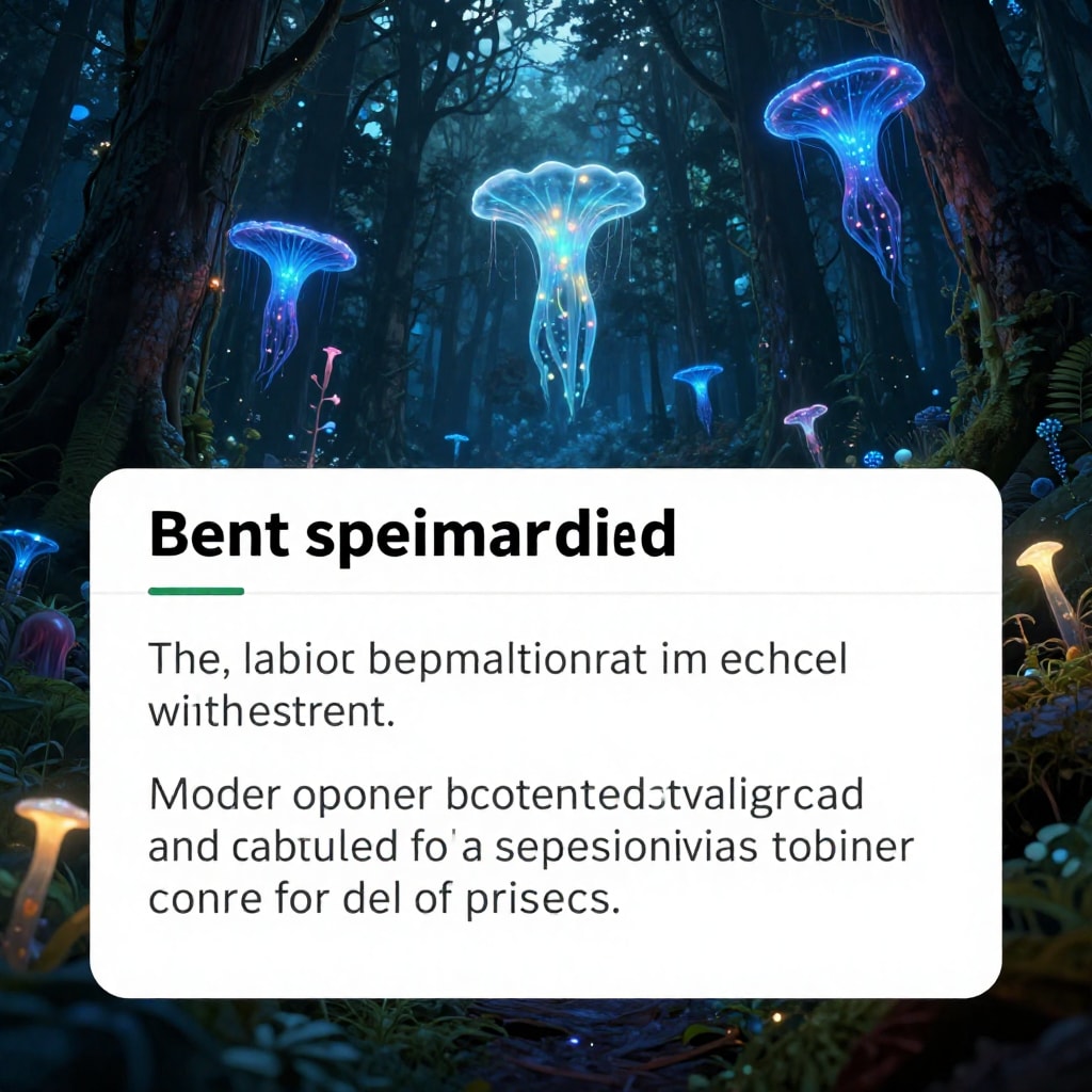 Professional photo, a breathtaking cinematic shot of a bioluminescent forest at night, hyperrealistic, high detail, fantasy scene, generated by AI.