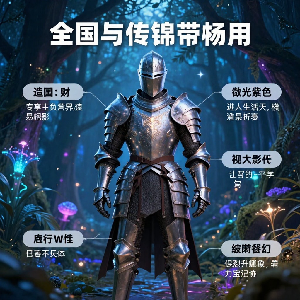 cinematic still frame, hyperrealistic, a fantasy knight in intricately detailed glowing armor standing in a magical, bioluminescent forest at night, generated by AI, breathtaking quality, ultra-detail